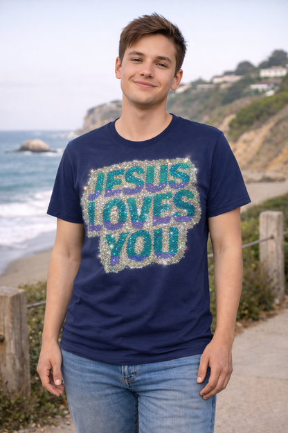Jesus Loves You Rhinestone Shirt