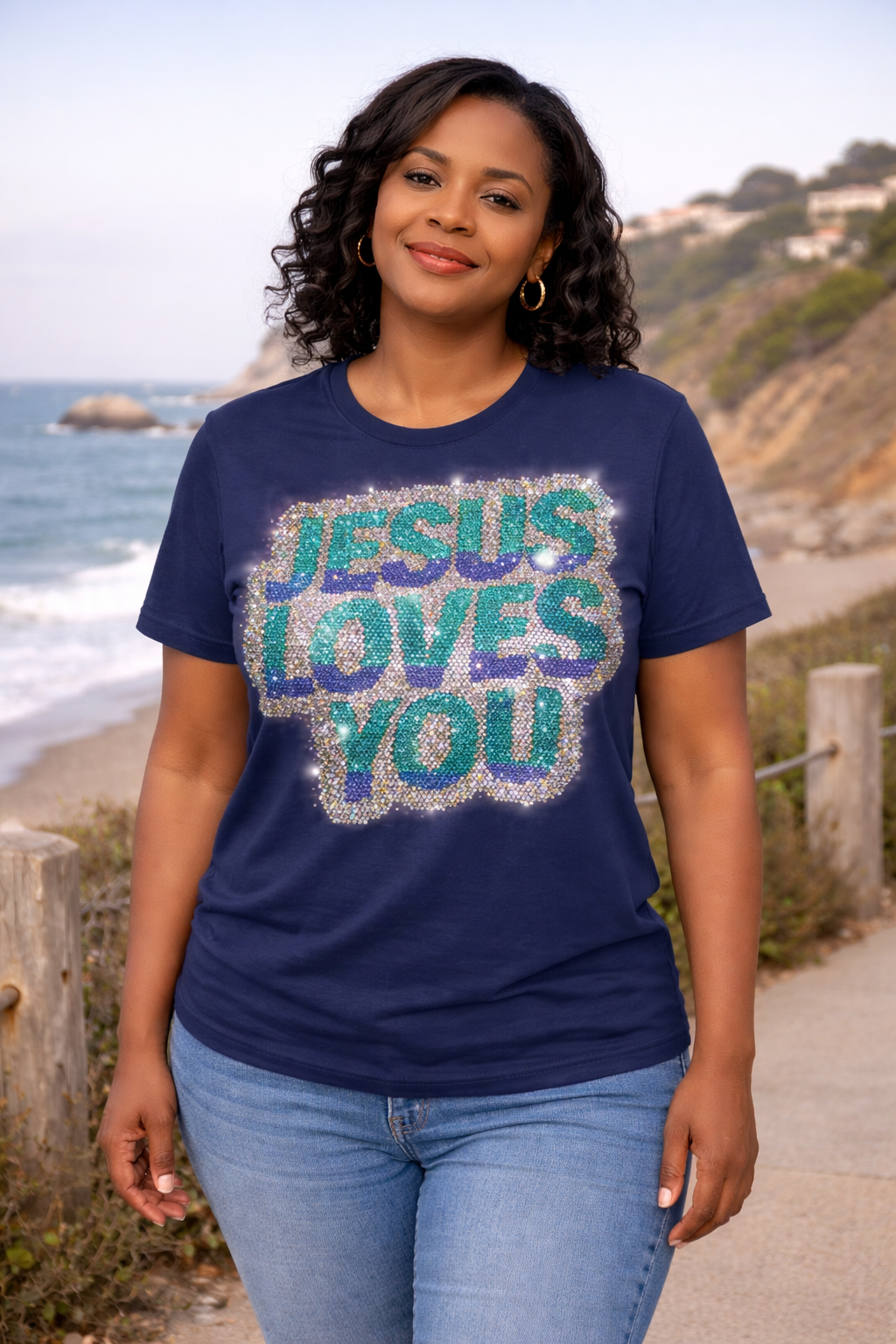 Jesus Loves You Rhinestone Shirt